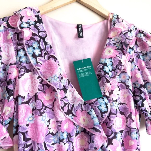 H&M Floral Ruffle Mini Dress - Picture 3 of 16